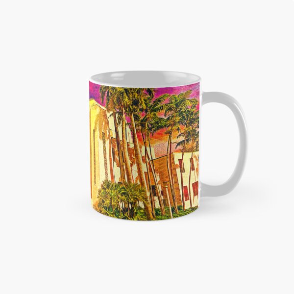 Item preview, Temple Emanu-El in Miami Beach, Florida, at sunset - impressionist painting designed and sold by NickoPrints.