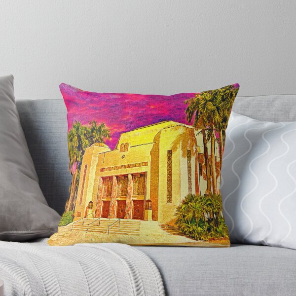 Item preview, Temple Emanu-El in Miami Beach, Florida, at sunset - impressionist painting designed and sold by NickoPrints.