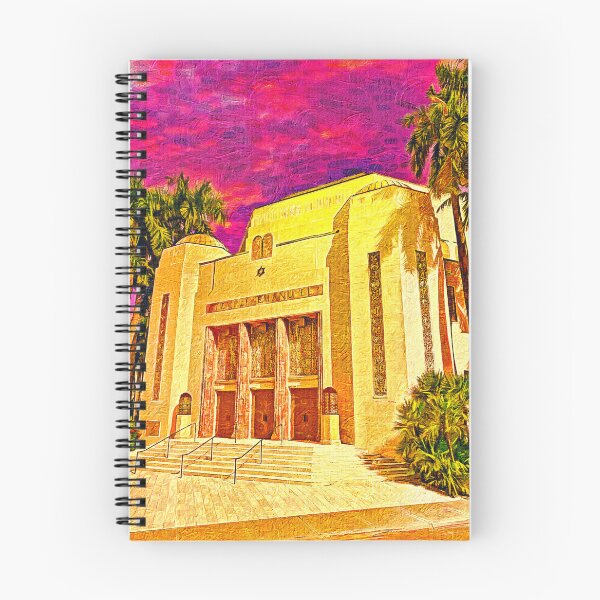 Item preview, Temple Emanu-El in Miami Beach, Florida, at sunset - impressionist painting designed and sold by NickoPrints.