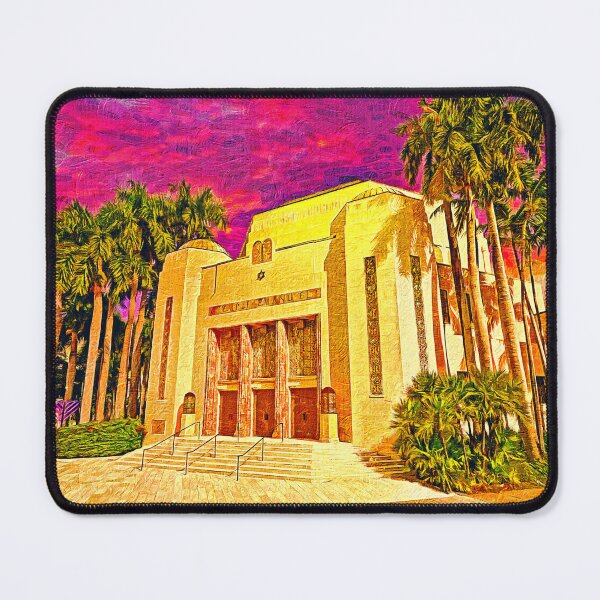 Item preview, Temple Emanu-El in Miami Beach, Florida, at sunset - impressionist painting designed and sold by NickoPrints.