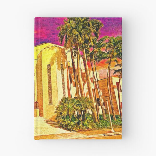 Item preview, Temple Emanu-El in Miami Beach, Florida, at sunset - impressionist painting designed and sold by NickoPrints.