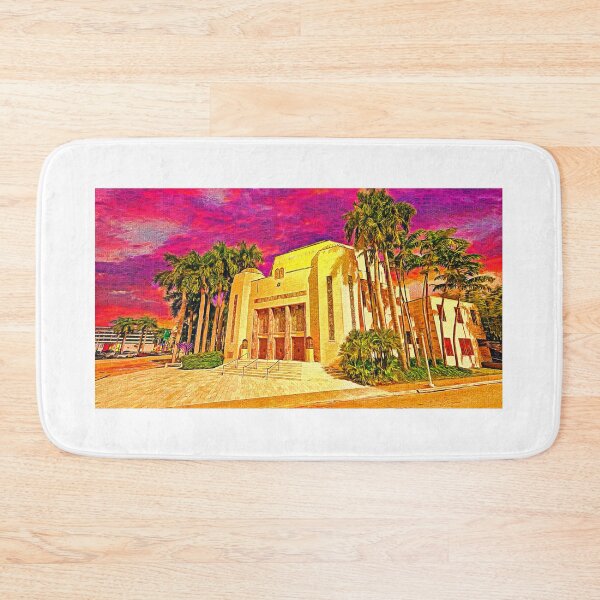 Item preview, Temple Emanu-El in Miami Beach, Florida, at sunset - impressionist painting designed and sold by NickoPrints.