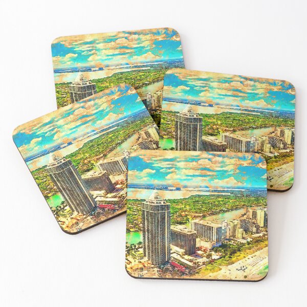 Item preview, Blue and Green Diamond Condominium buildings in Miami Beach, Florida - digital painting designed and sold by NickoPrints.