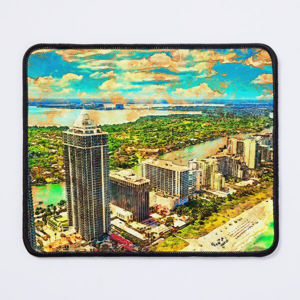 Item preview, Blue and Green Diamond Condominium buildings in Miami Beach, Florida - digital painting designed and sold by NickoPrints.