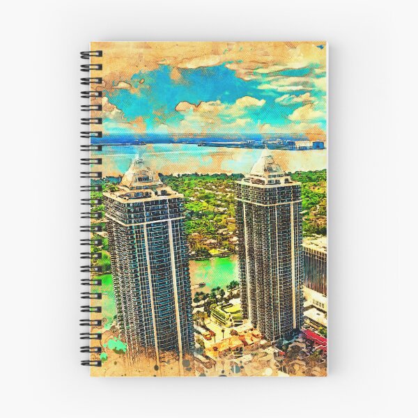 Item preview, Blue and Green Diamond Condominium buildings in Miami Beach, Florida - digital painting designed and sold by NickoPrints.