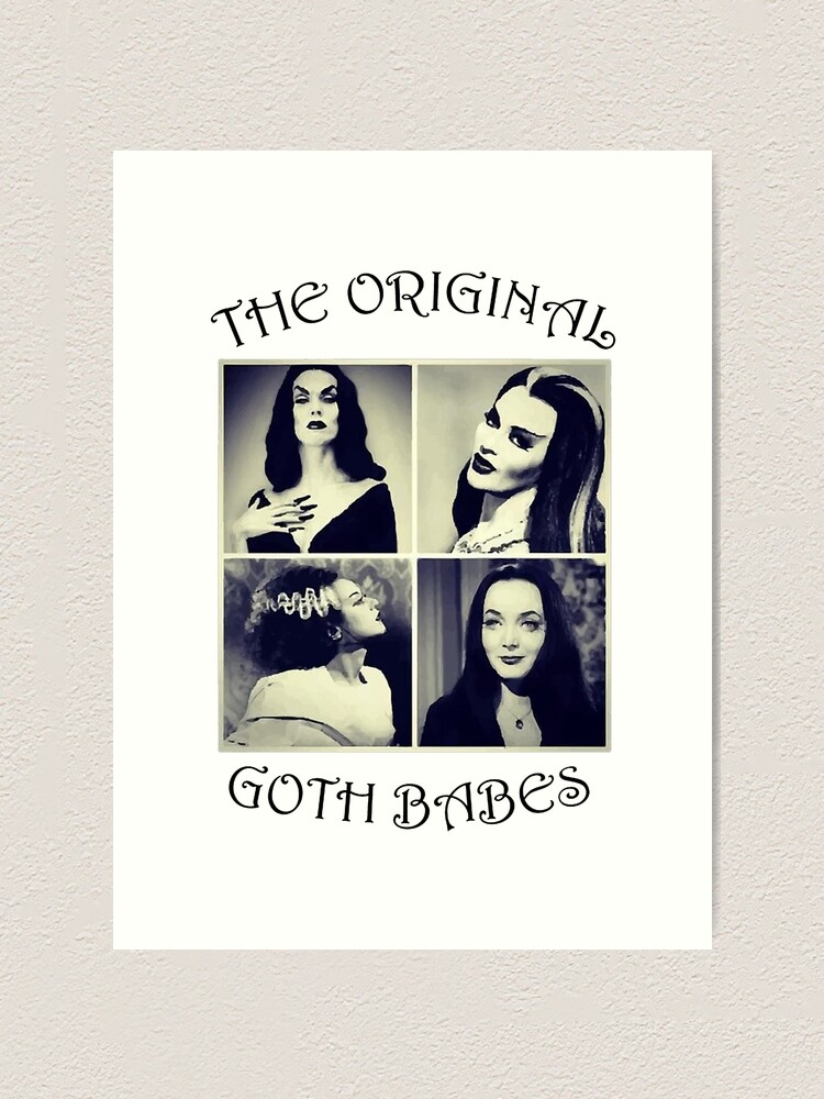 "Vampira Morticia Adams Lily Munster Bride Of Frankenstein Gothic Tshirt Classic T 2" Art Print