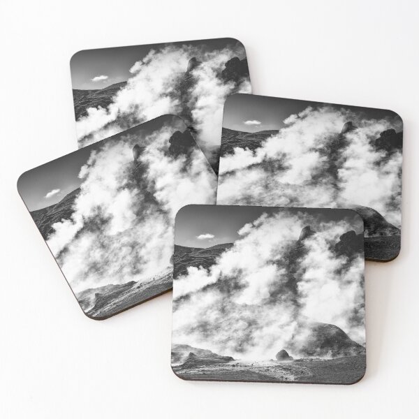 Item preview, Steaming Iceland black and white Panorama Landscape designed and sold by mhfoto.