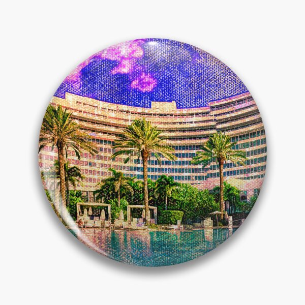 Item preview, Fontainebleau Miami Beach seen from the swimming pool at sunset - digital painting designed and sold by NickoPrints.