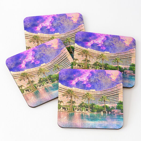 Item preview, Fontainebleau Miami Beach seen from the swimming pool at sunset - digital painting designed and sold by NickoPrints.