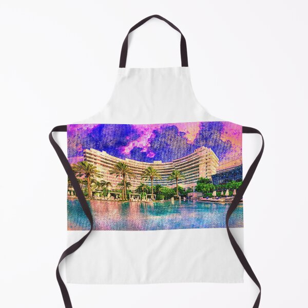 Item preview, Fontainebleau Miami Beach seen from the swimming pool at sunset - digital painting designed and sold by NickoPrints.