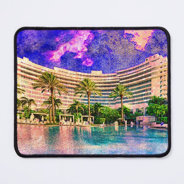Item preview, Fontainebleau Miami Beach seen from the swimming pool at sunset - digital painting designed and sold by NickoPrints.