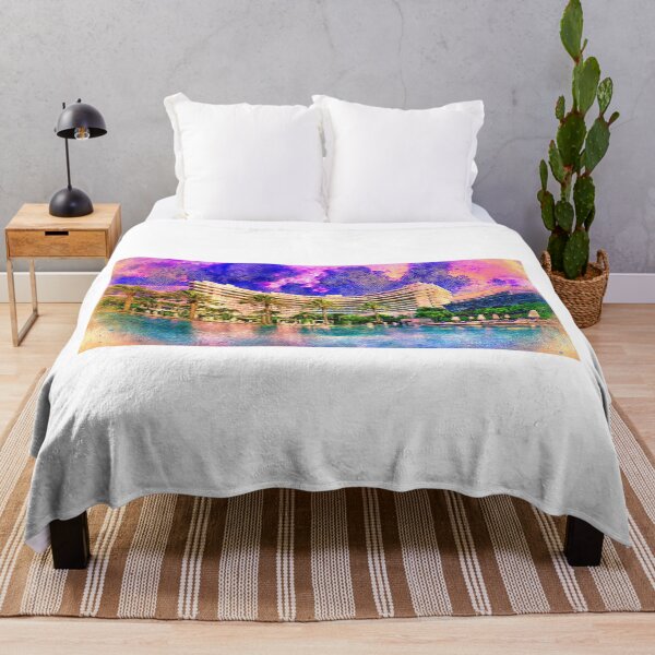 Item preview, Fontainebleau Miami Beach seen from the swimming pool at sunset - digital painting designed and sold by NickoPrints.