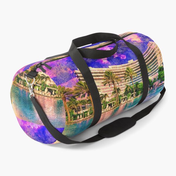 Item preview, Fontainebleau Miami Beach seen from the swimming pool at sunset - digital painting designed and sold by NickoPrints.