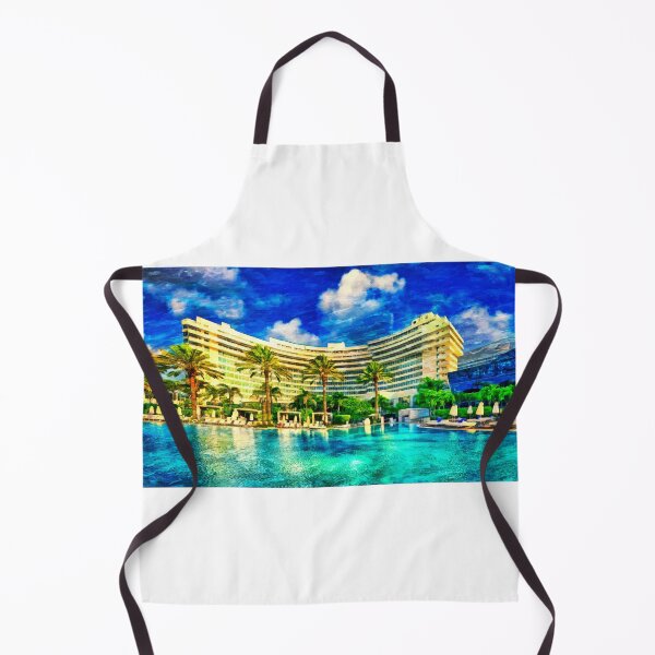 Item preview, Fontainebleau Miami Beach seen from the swimming pool - oil painting designed and sold by NickoPrints.