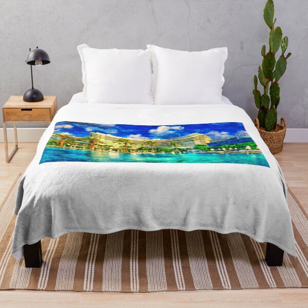 Item preview, Fontainebleau Miami Beach seen from the swimming pool - oil painting designed and sold by NickoPrints.