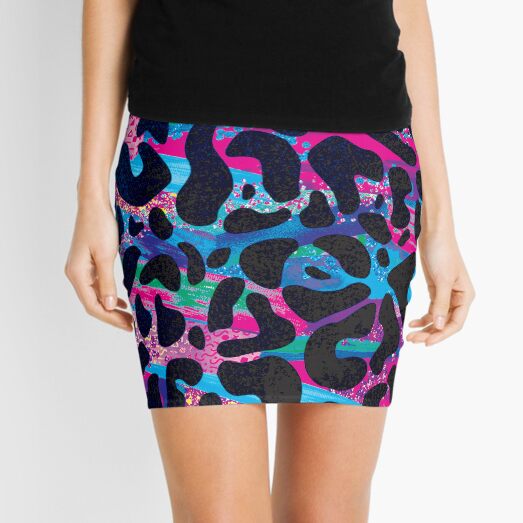 Bright, abstract animal print Mini Skirt