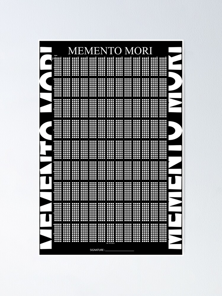 NEW Design Memento mori with signature Black Background - Life Calendar 