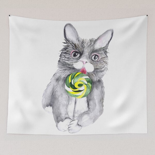 Item preview, Cat With Lollipop. Watercolor Art Print designed and sold by salomemika.