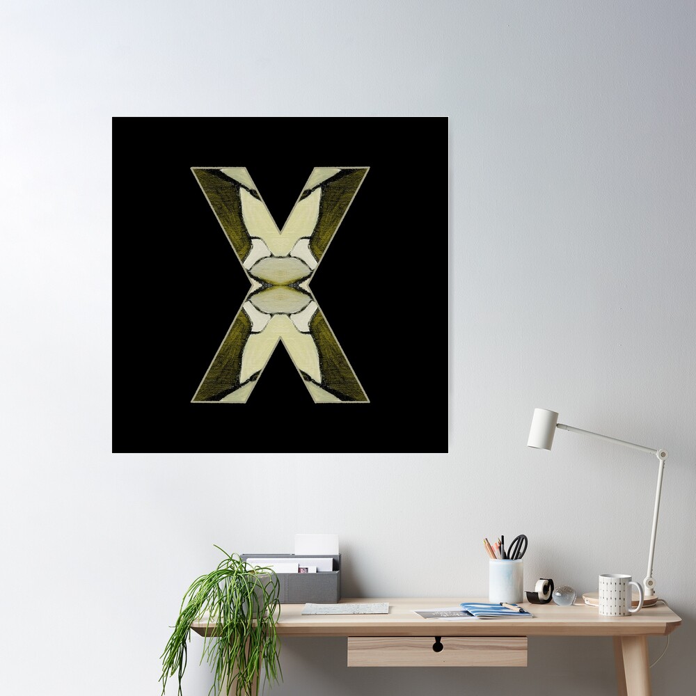 Letter X Monogram Initial Olive Green Pearl White Aesthetic Abstract  Pattern Painting On Canvas Poster for Sale by GoAbstractArt