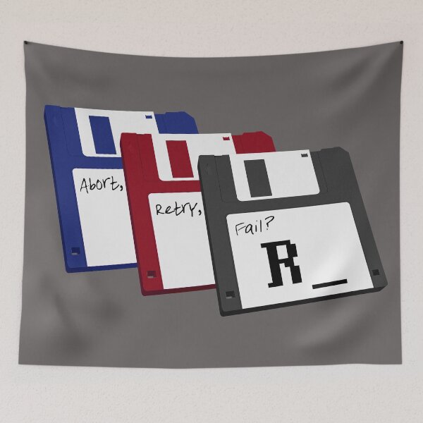 Item preview, Floppy Disks - Abort, Retry, Fail?  (RETRY) - Red Blue Black - classic MS DOS Inspired designed and sold by RetroTeeStudio.