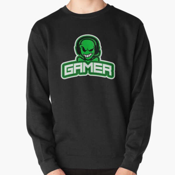 Gamer with Alien wearing headphone Pullover Sweatshirt