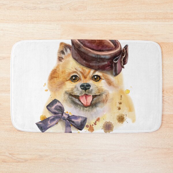 Item preview, Watercolor portrait of dog pomeranian spitz in brown hat  designed and sold by deepakrode7.