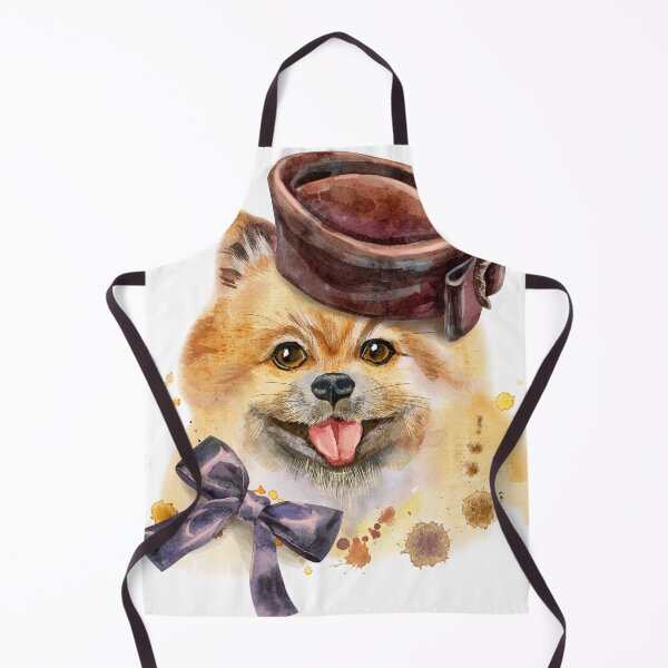 Item preview, Watercolor portrait of dog pomeranian spitz in brown hat designed and sold by deepakrode7.