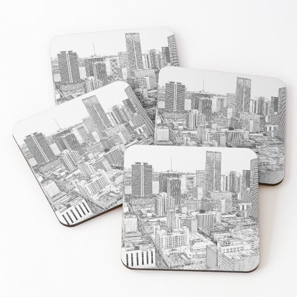Item preview, The Central Business District of downtown Miami - pencil sketch designed and sold by NickoPrints.