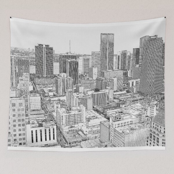 Item preview, The Central Business District of downtown Miami - pencil sketch designed and sold by NickoPrints.