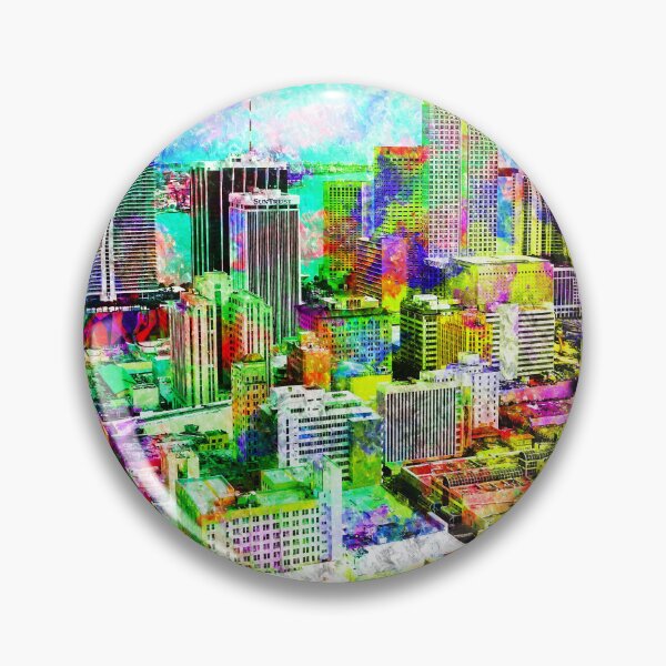Item preview, The Central Business District of downtown Miami - colorful painting designed and sold by NickoPrints.