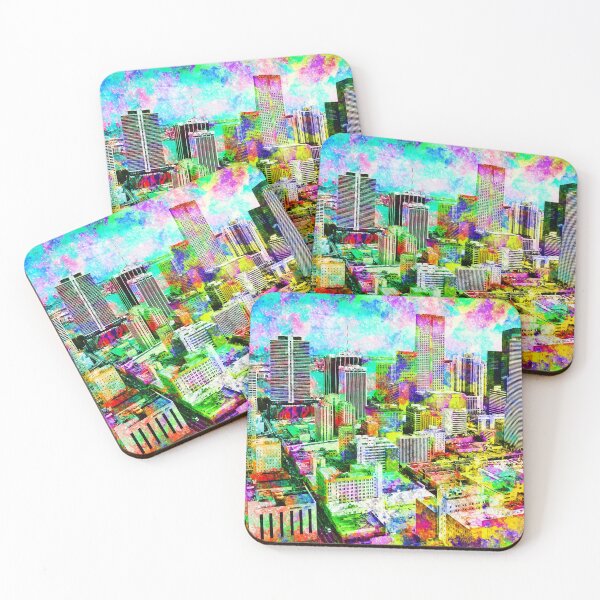 Item preview, The Central Business District of downtown Miami - colorful painting designed and sold by NickoPrints.