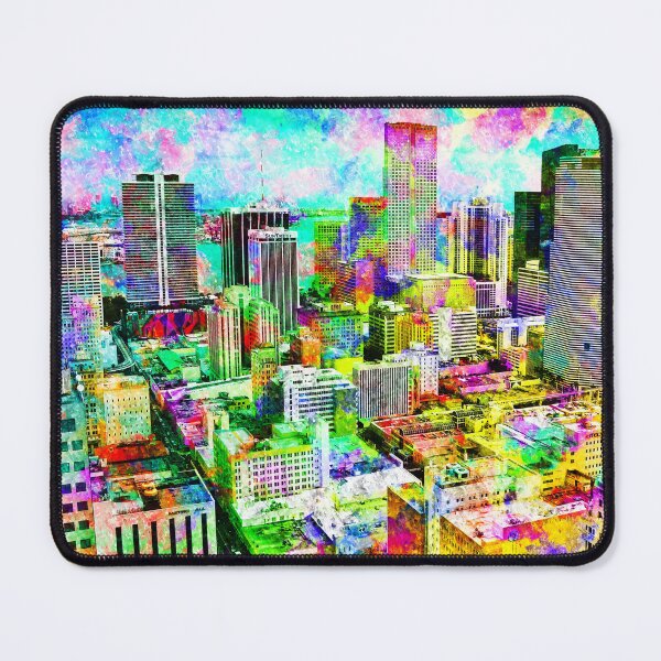 Item preview, The Central Business District of downtown Miami - colorful painting designed and sold by NickoPrints.