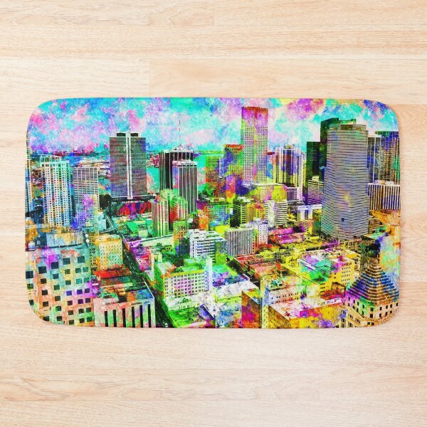 Item preview, The Central Business District of downtown Miami - colorful painting designed and sold by NickoPrints.