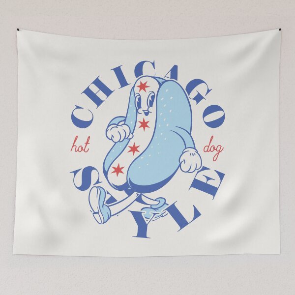 Item preview, Chicago Style Hot Dog Flag | Glizzy Traditional Specific Signature Food Famous No Ketchup Chicago Flag Dog | Chicago Illinois State South Side South Suburbs Depression Sandwich Anthropomorphic Mascot designed and sold by Any Color Designs.