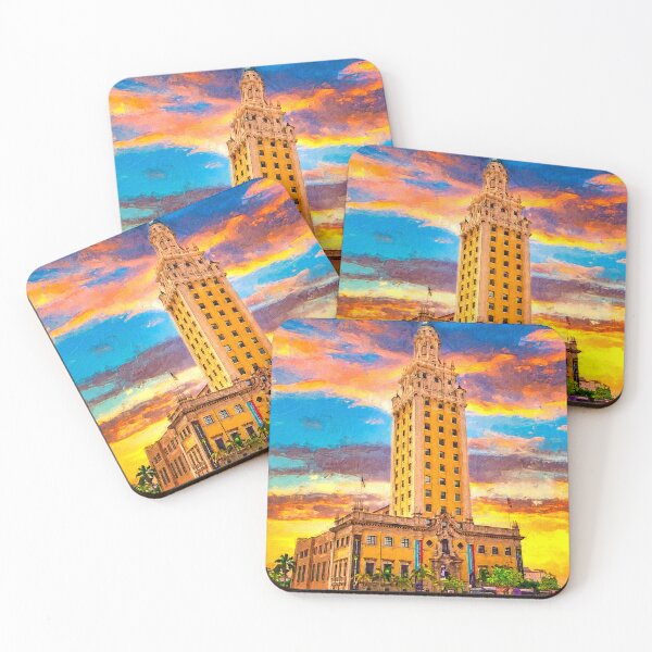 Item preview, Freedom Tower in Miami, Florida, at sunset - digital painting designed and sold by NickoPrints.
