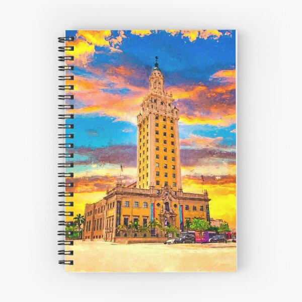 Item preview, Freedom Tower in Miami, Florida, at sunset - digital painting designed and sold by NickoPrints.