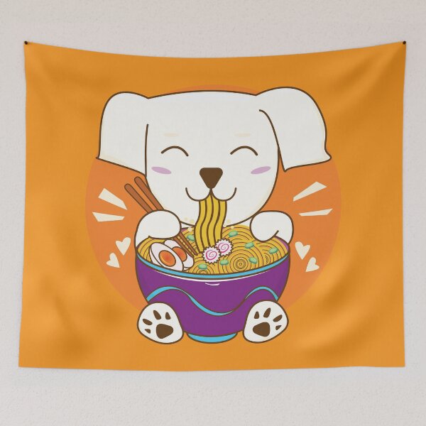 Item preview, Baby Akbash dog eating ramen noodles, cute puppy, great pyrenees baby, akbash baby dog australia, dog eating ramen, cute pets, cute animal friendly designed and sold by SGS-.