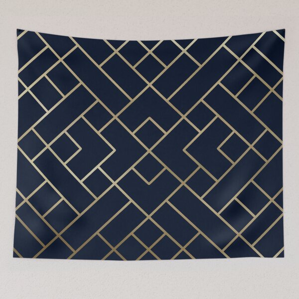 Item preview, Art Deco Geometric Pattern Navy Blue and Gold designed and sold by meggydesigns.