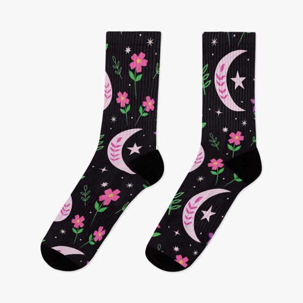 Item preview,  Boho moon pattern with pink flowers and leaves  designed and sold by Yasminepatterns .