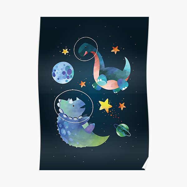 Triceratops Dinosaur in Space Poster