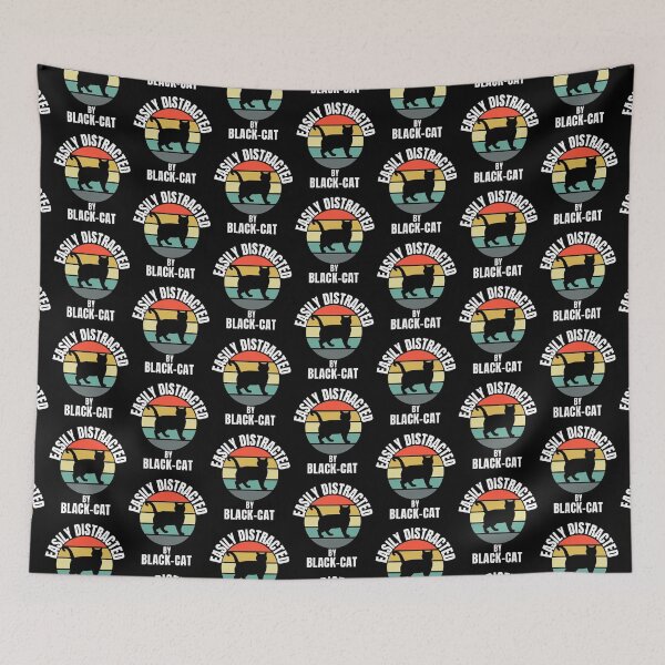 Item preview,  Easily Distracted by Black cats -colourful cute funny retro gift present t-shirt. designed and sold by DesignedBySnip.