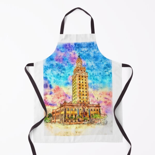 Item preview, Freedom Tower in Miami, Florida, at sunset - pen and watercolor designed and sold by NickoPrints.