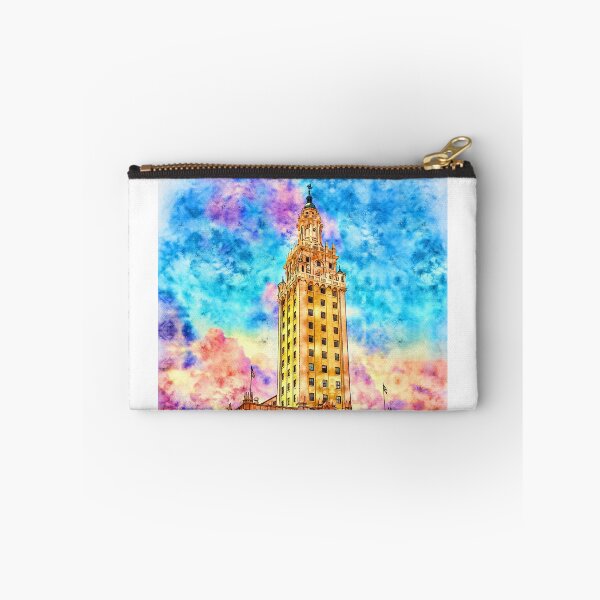 Item preview, Freedom Tower in Miami, Florida, at sunset - pen and watercolor designed and sold by NickoPrints.