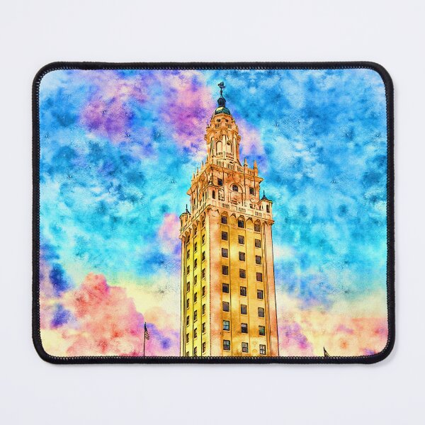 Item preview, Freedom Tower in Miami, Florida, at sunset - pen and watercolor designed and sold by NickoPrints.