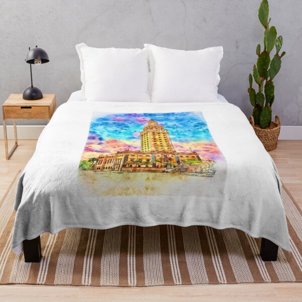 Item preview, Freedom Tower in Miami, Florida, at sunset - pen and watercolor designed and sold by NickoPrints.