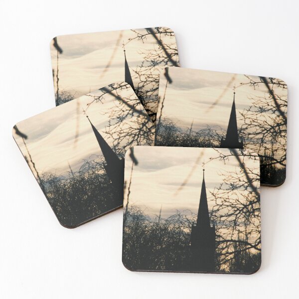 Item preview, Romantic sunset with silhouette of a church designed and sold by LuxorArtz.