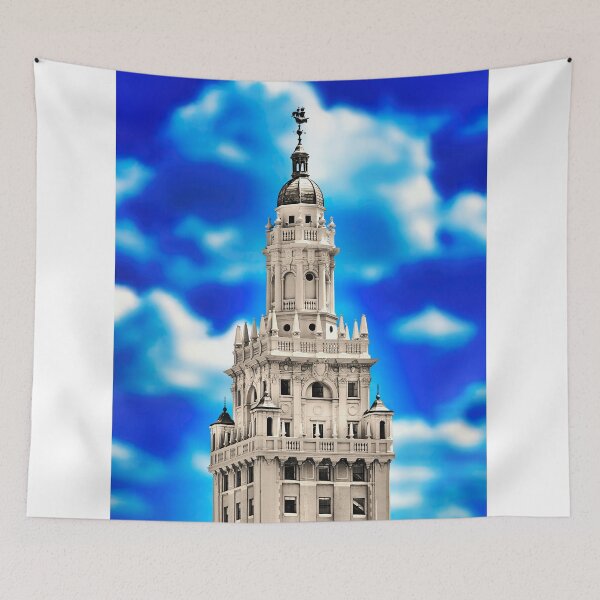 Item preview, Freedom Tower in Miami, Florida - Black and white, with the blue sky isolated designed and sold by NickoPrints.