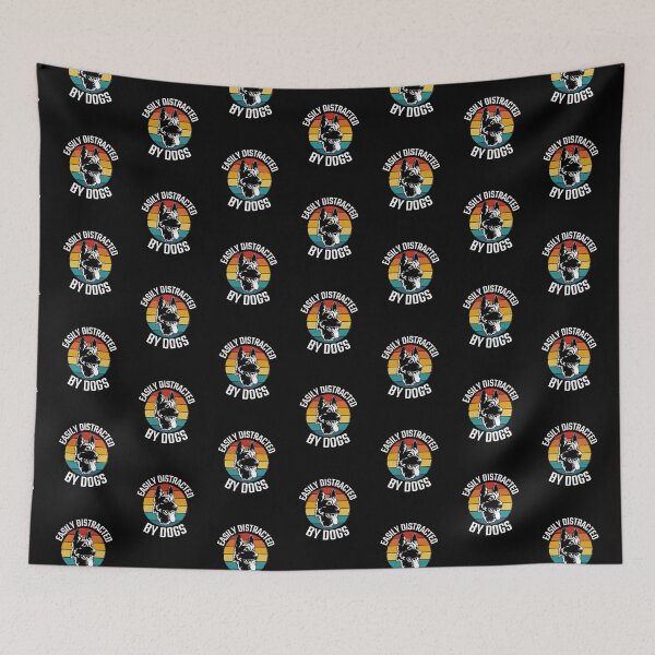 Item preview,  Easily Distracted by Dogs -colourful cute funny retro gift present t-shirt. designed and sold by DesignedBySnip.