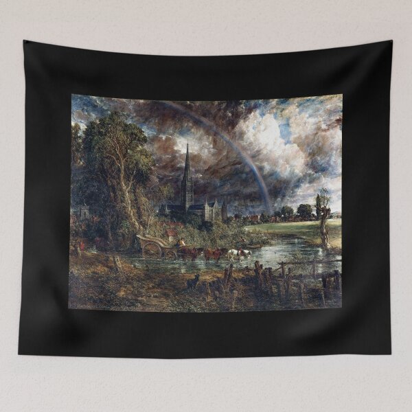 Item preview, Cathedral by the lake with a rainbow and horse and cart - John Constable designed and sold by Vintage Designs +.