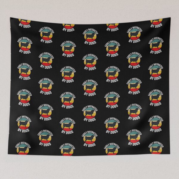 Item preview,  Easily Distracted by Dogs -colourful cute funny retro gift present t-shirt. designed and sold by DesignedBySnip.